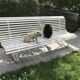 White metal Garden Bench and wooden slats 1970