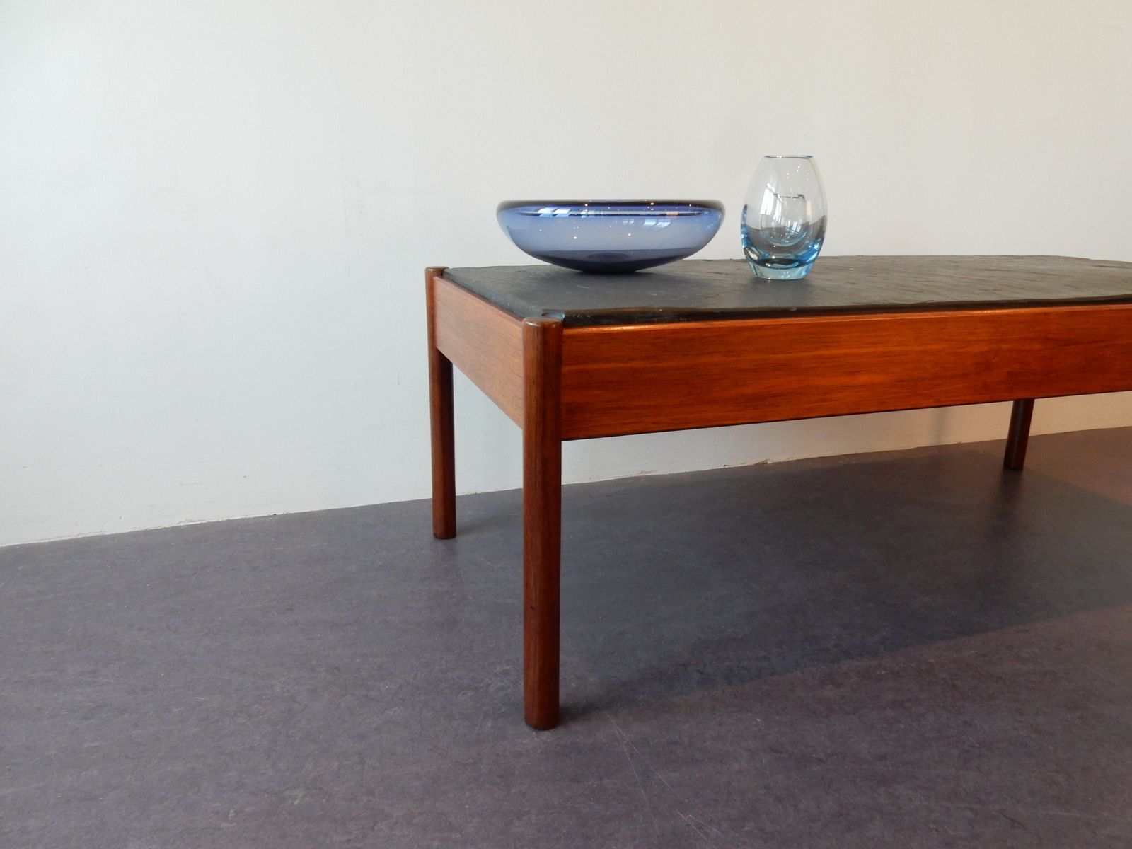 Vintage coffee table with stone tray