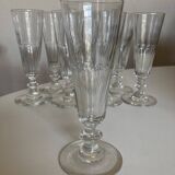 Set of 9 19th century champagne flutes with flat cut edges