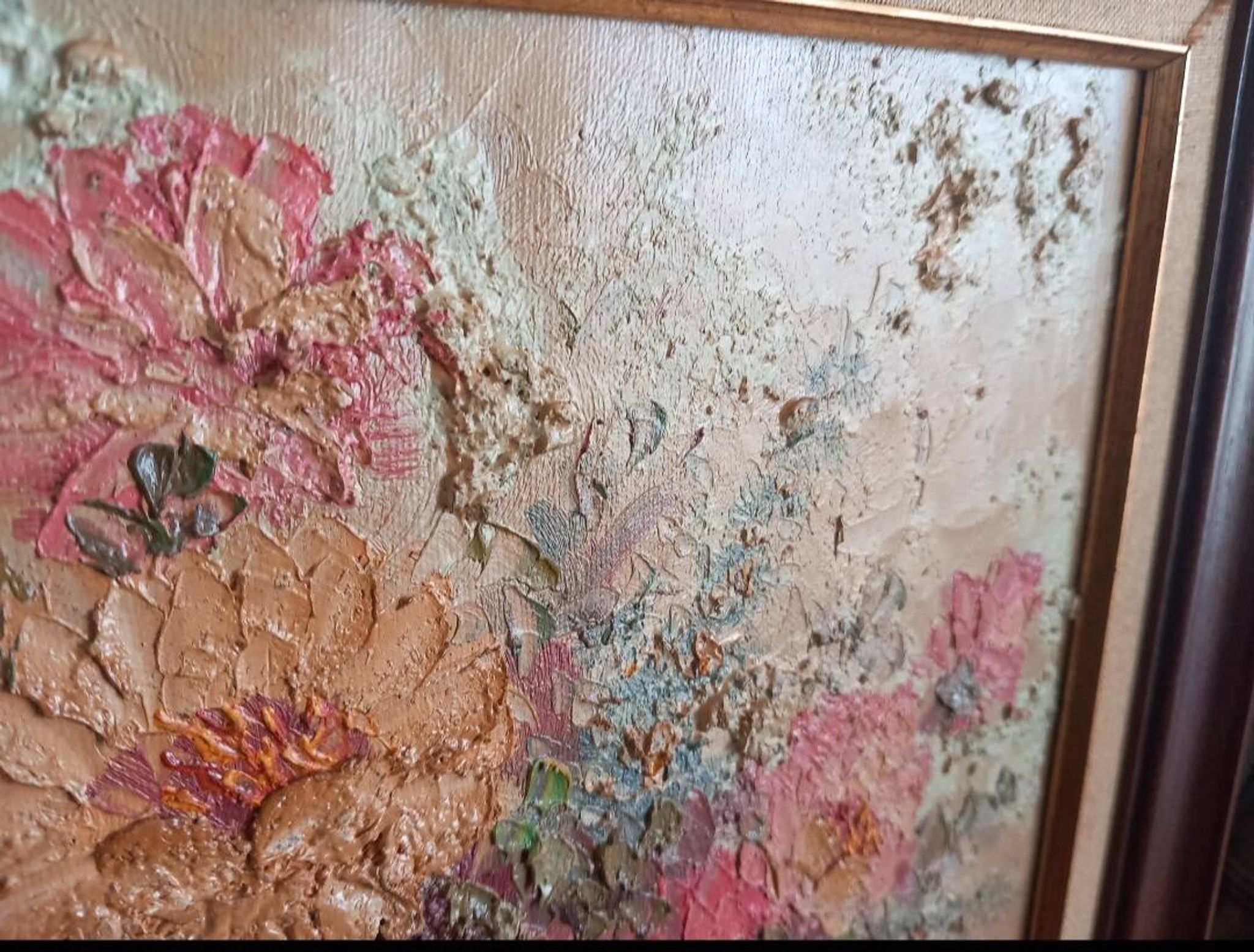 Oil on canvas "Roses" – HELMAN – Vintage Impasto with knife