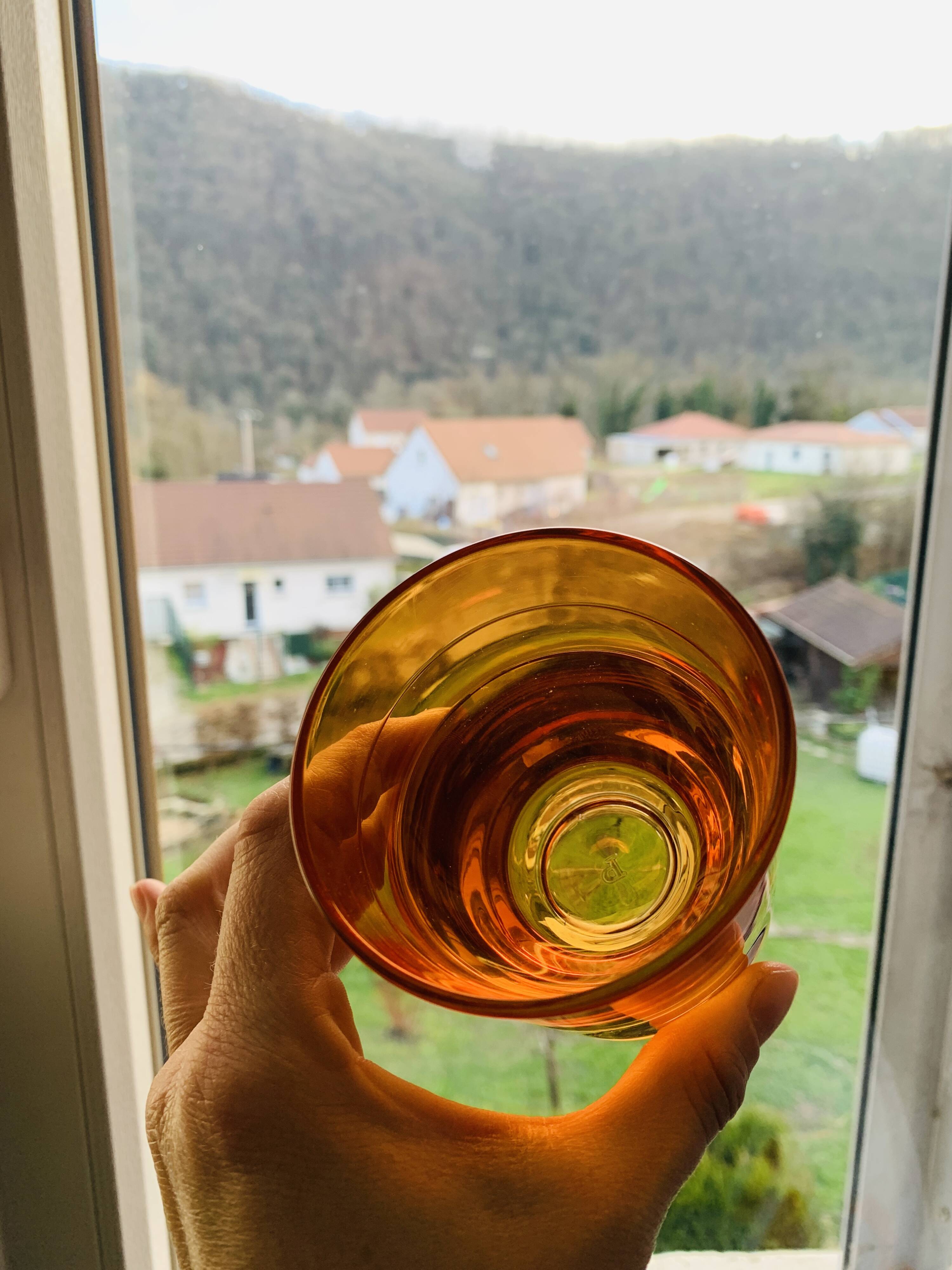 3 orange block spirit glasses