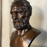 Bronze bust representing a philosopher after the Antique, 19th century, foundry Luppens.
