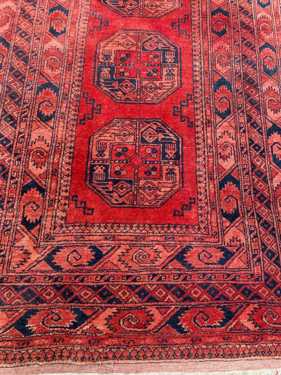 Ancient carpet turkmen ersari afghan 137x203 cm