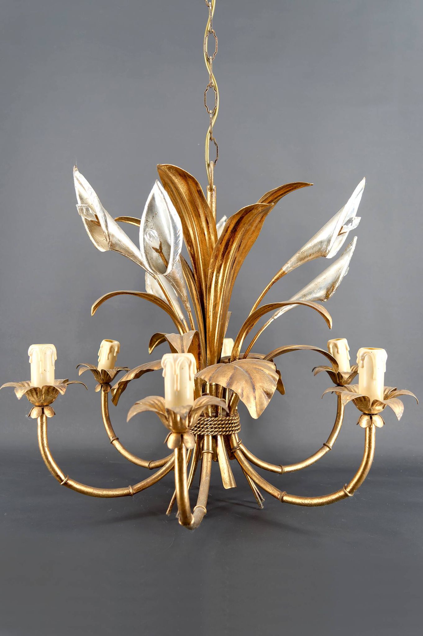 “Calla Lily” Chandelier by Hans Kögl, Hollywood Regency, c. 1970,