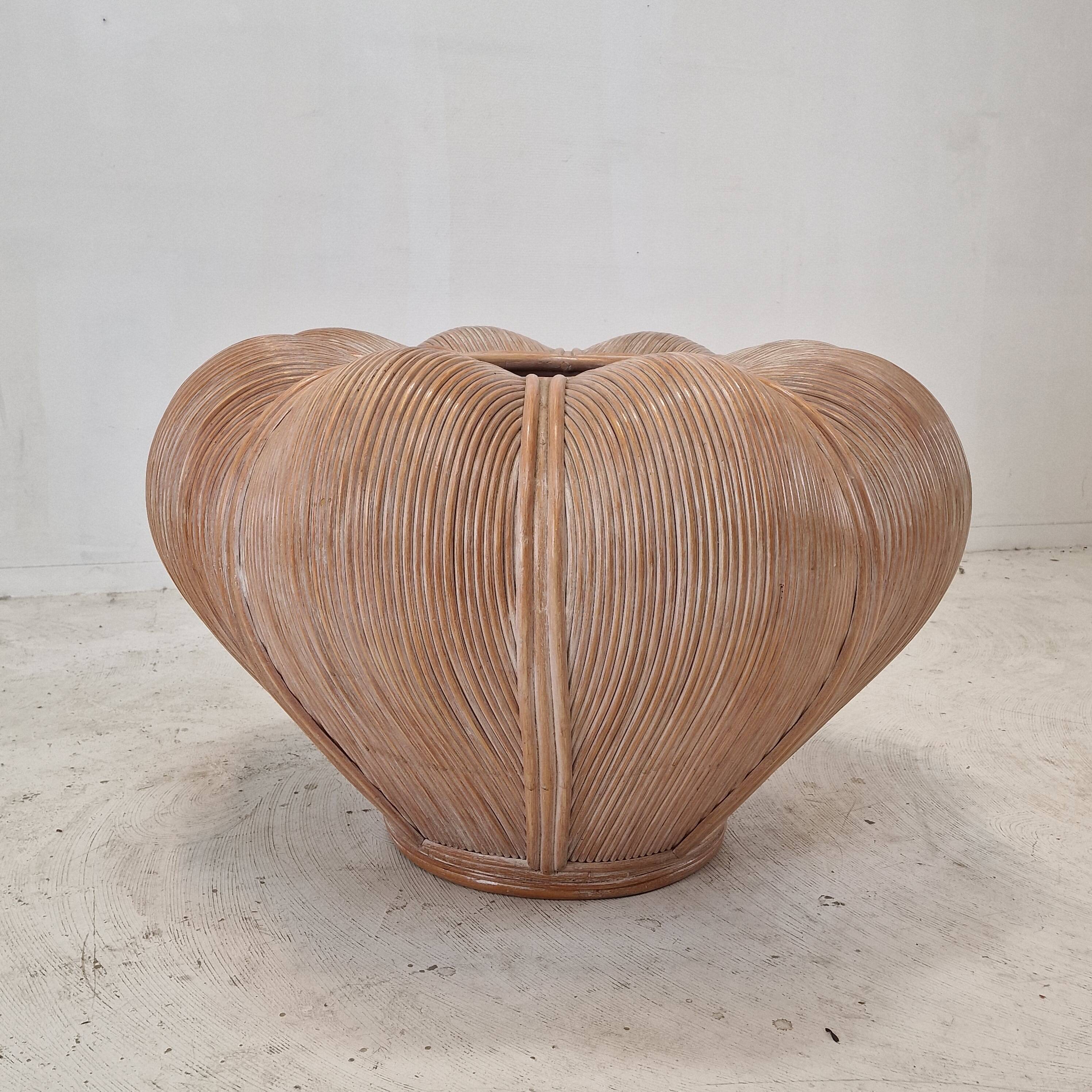 Large Bamboo and Rattan Flowerpot or Planter, France 1970's