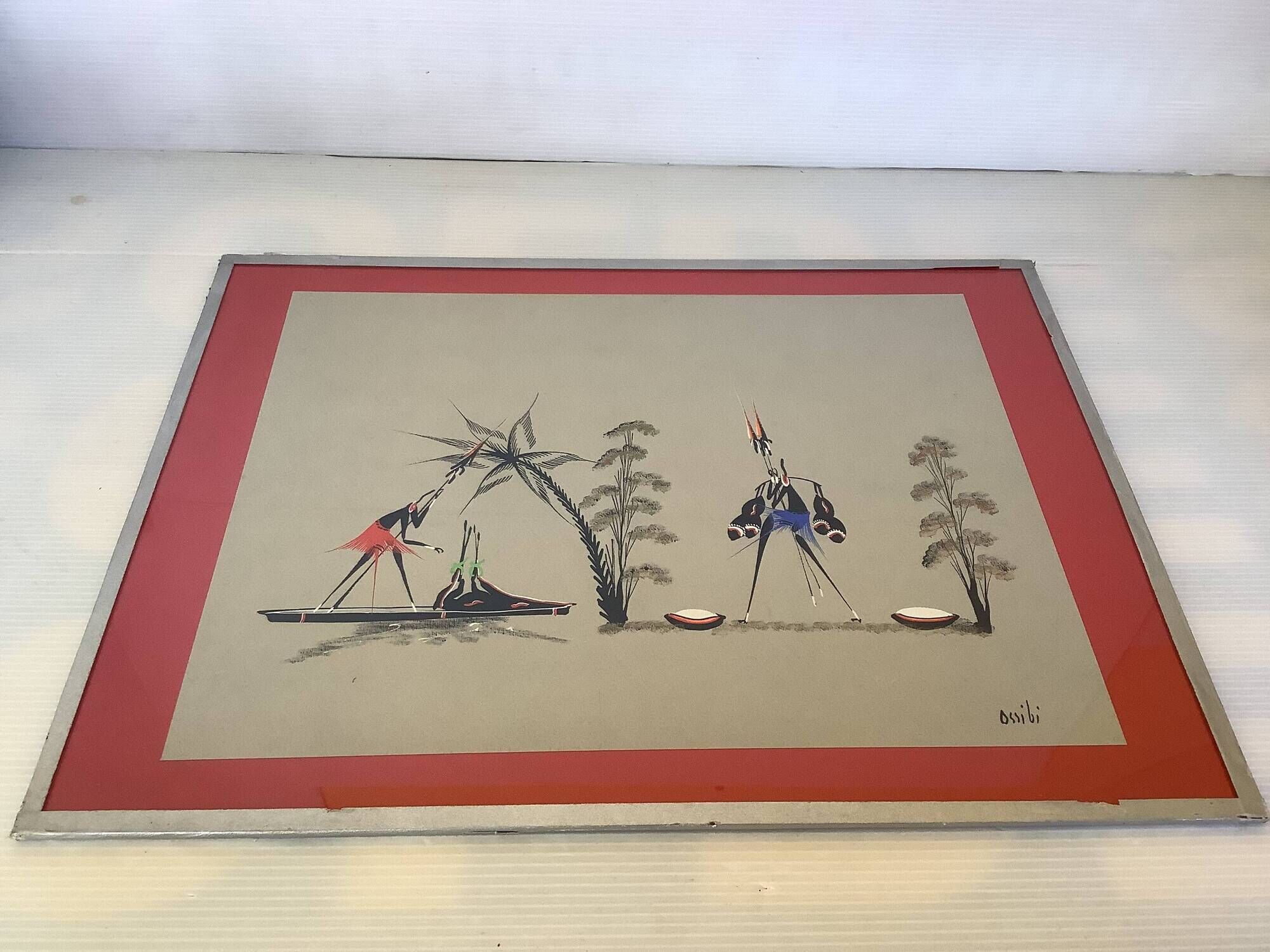 African gouache painting from the 1950s
