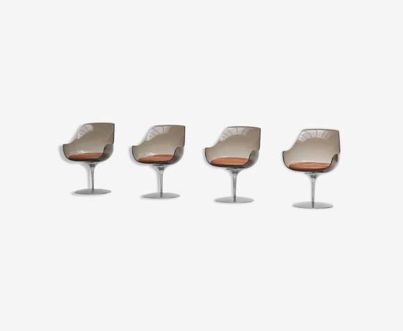 Ensemble de 4 chaises champagne par Estelle et Erwine Laverne pour Formes Nouvelles 1962