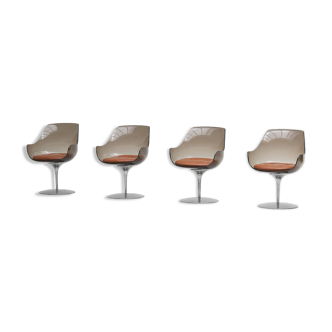 Set of 4 Champagne chairs by Estelle and Erwine Laverne for Formes Nouvelles 1962