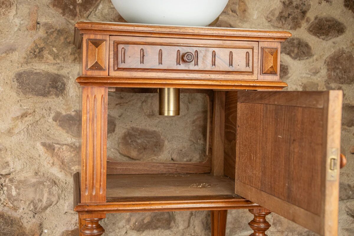 Vanity unit - antique washbasin in wood and marble