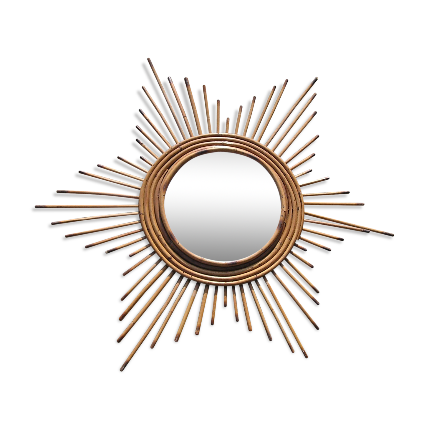 Mirror sun 70s wicker 62cm