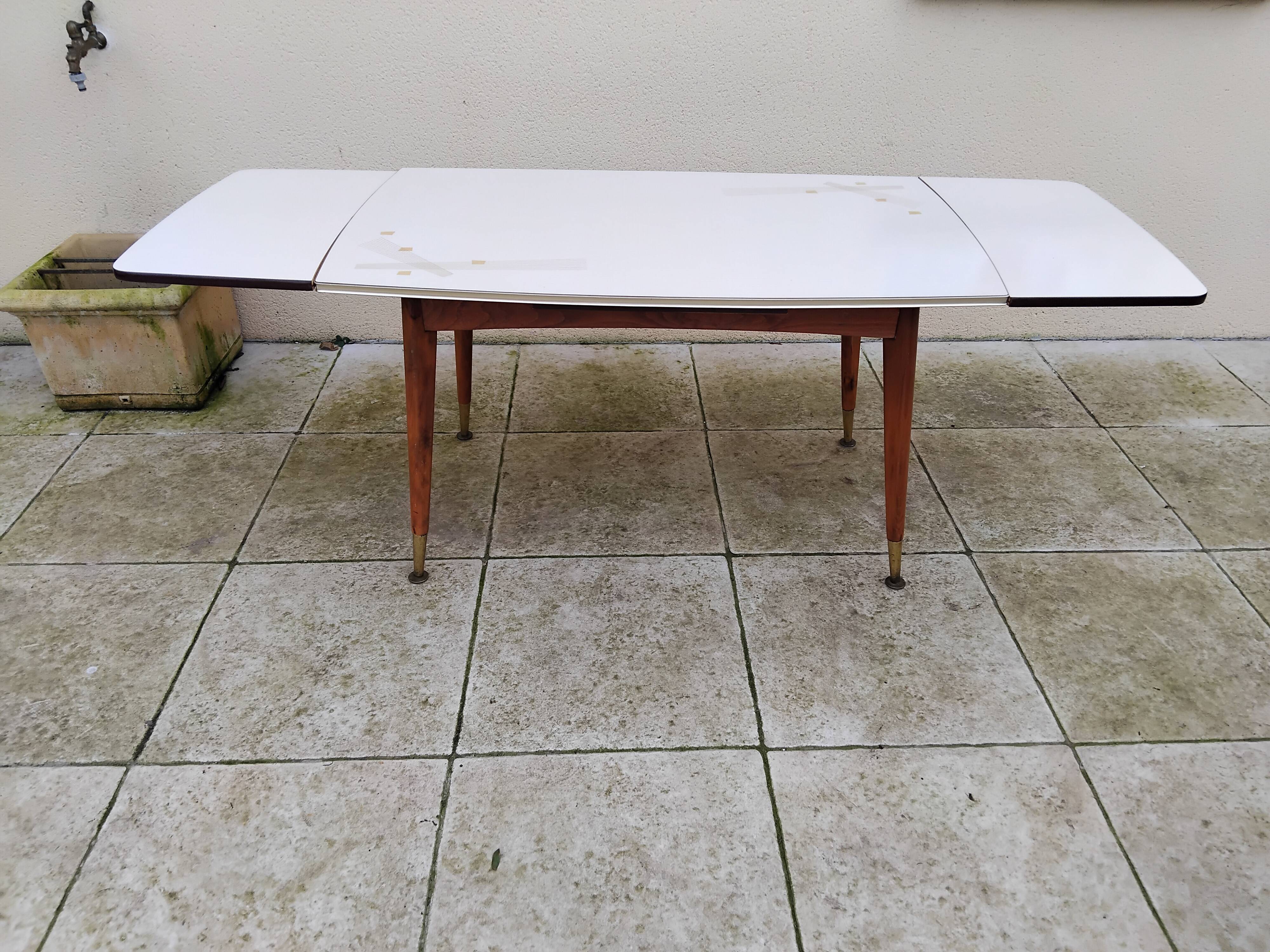 Vintage Formica table, height adjustable and extendable, 1950s