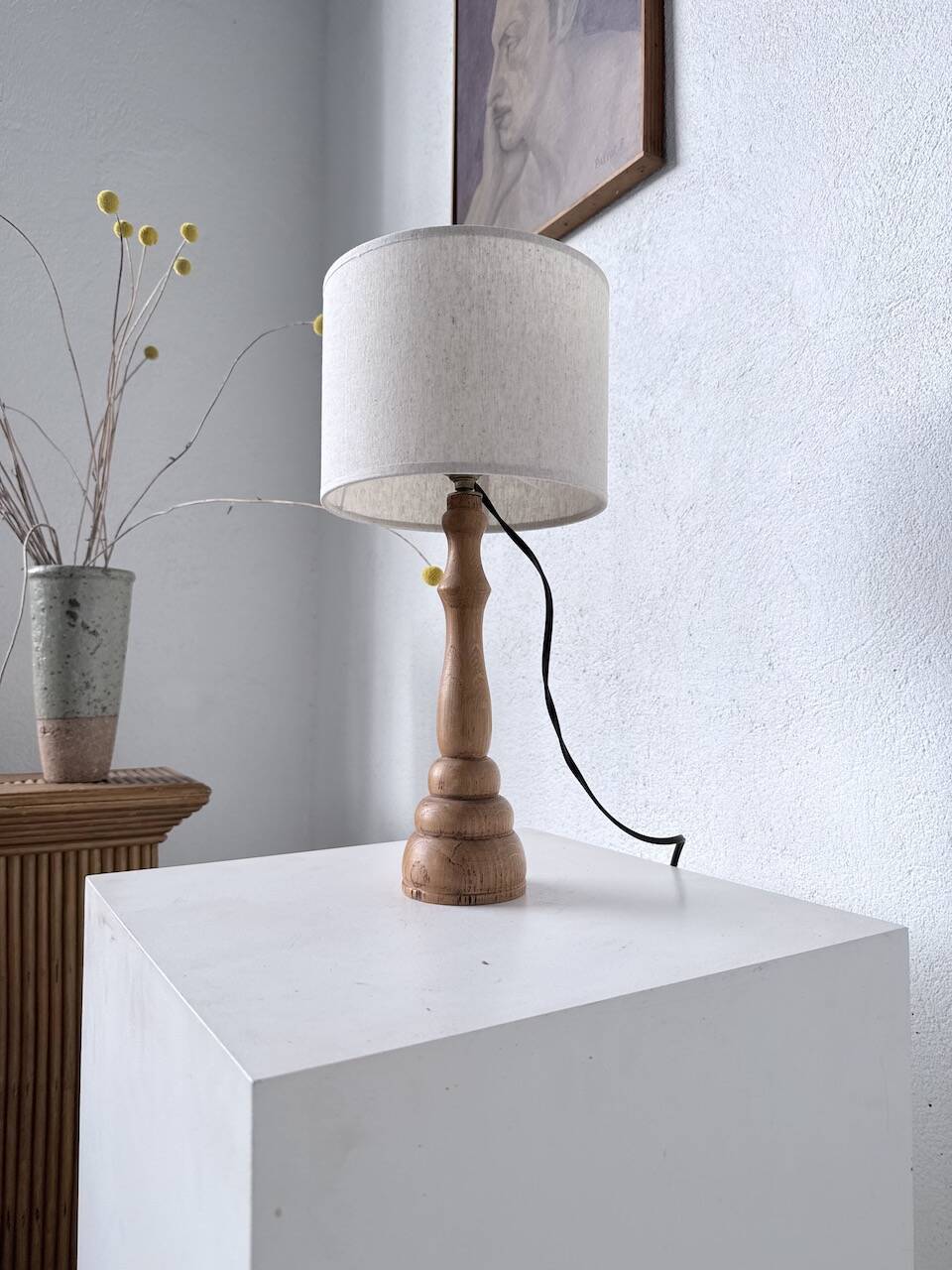 Lampe de bureau en bois chêne clair 1950