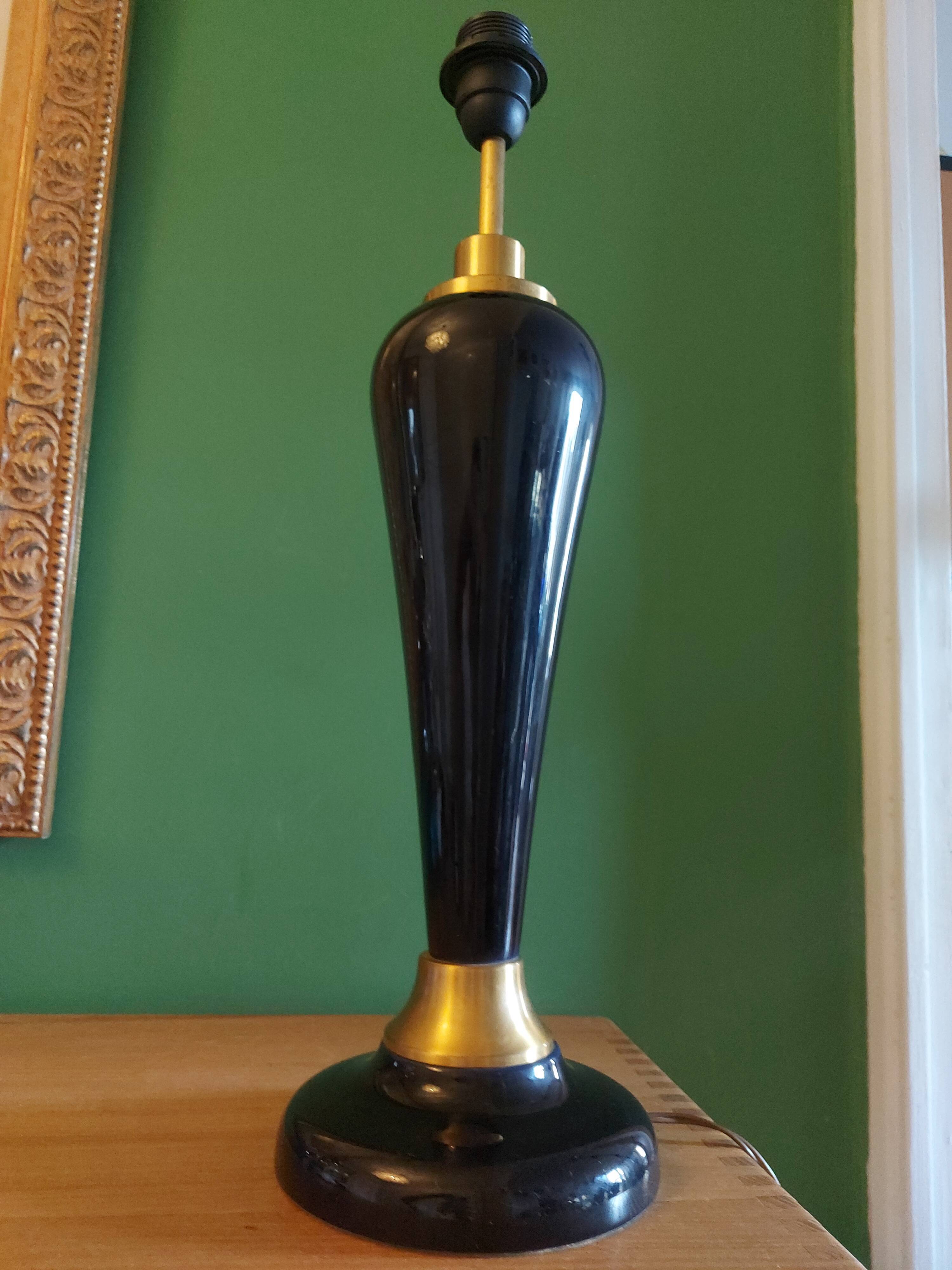 Large cobalt blue ceramic lamp stand