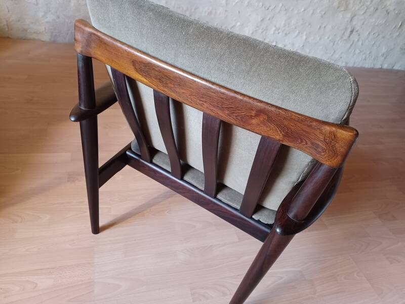 Pair of Danish Grete Jalk armchairs model Poul Jeppesen 56 in rosewood Denmark.