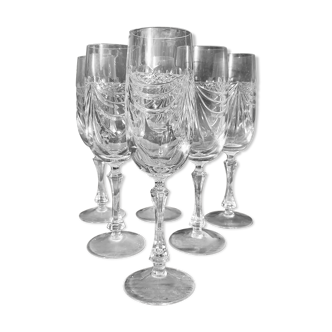 Box 6 champagne flutes in Lorraine crystal
