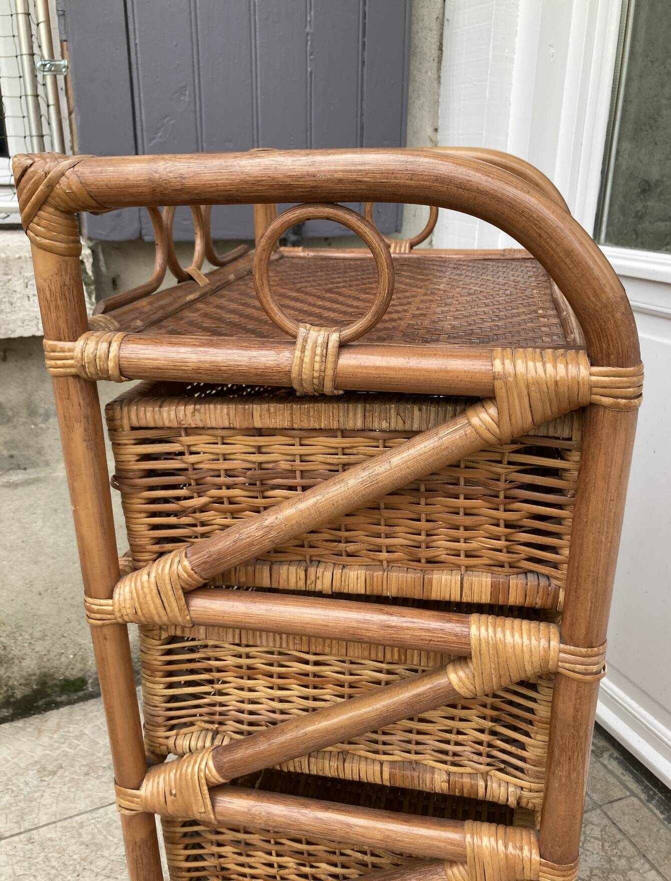Vintage rattan chiffonier