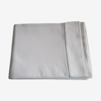 Drap ancien, broderies de jours 290x210cm