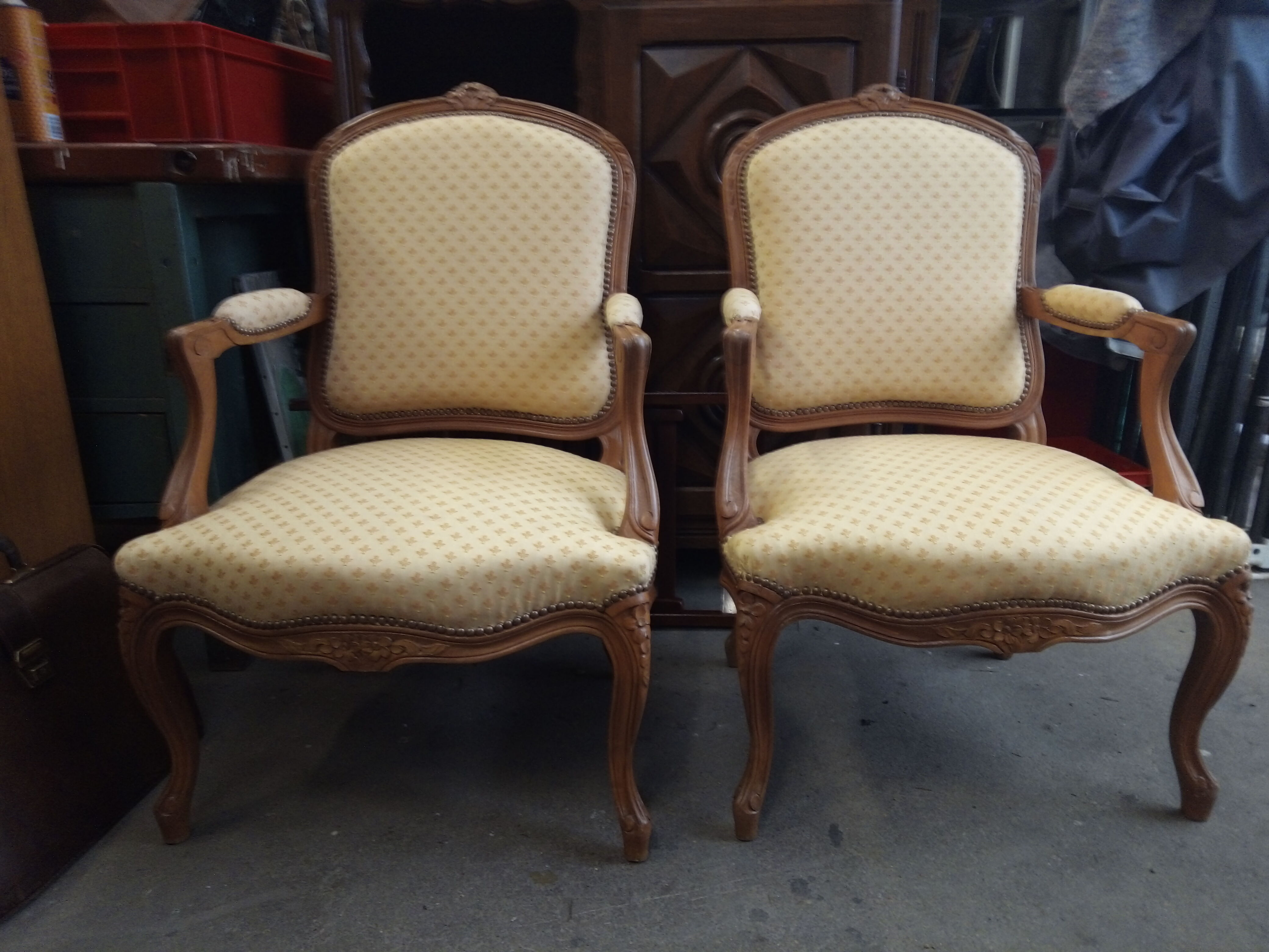 Pair of Louis XVI style armchairs