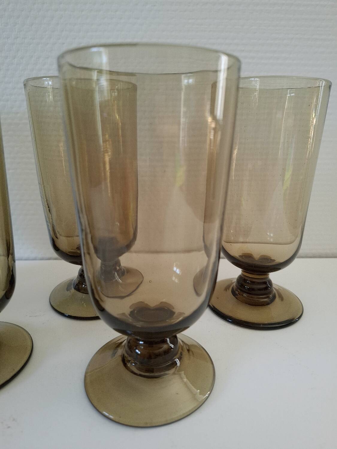 Set of 6 70s smoked glasses