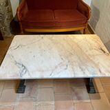 Table basse en marbre et fer forgé
