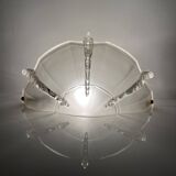 Partially frosted pressed glass wall lamp Art Deco Ezan icicle Jean Gau