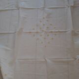 Square linen tablecloth, yellow embroidery by hand