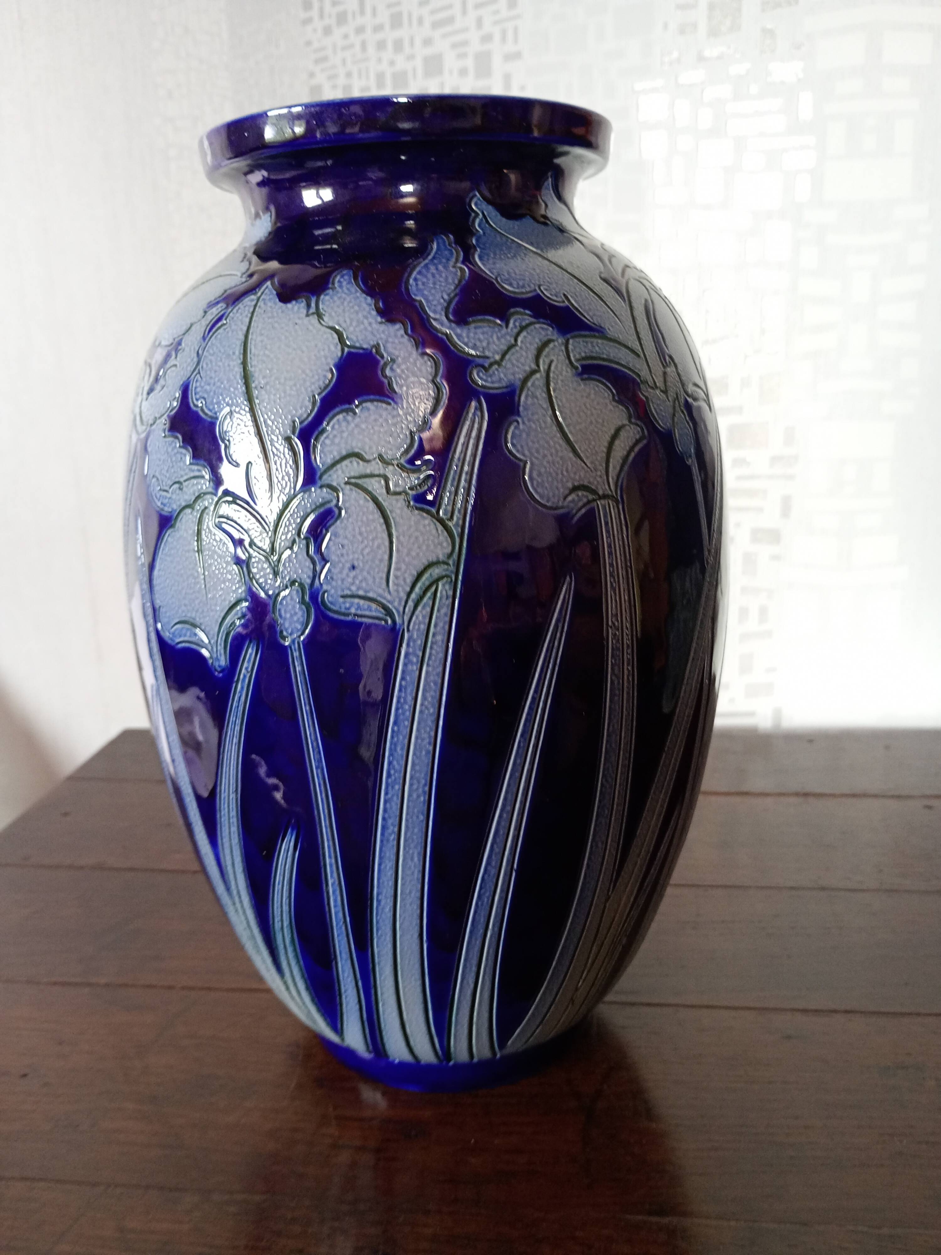 Betschdorf - Large Iris Vase in cobalt blue glazed stoneware