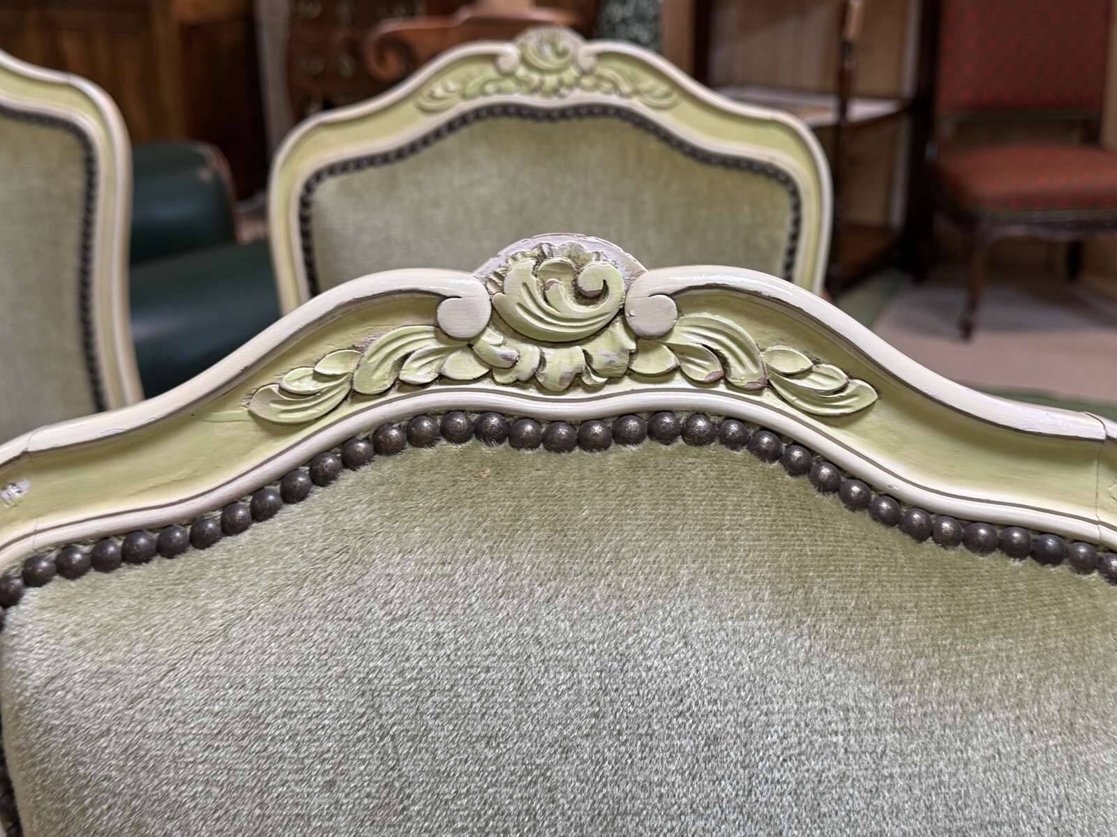 Set of 8 Louis XV style beech chairs from the 1970s.
