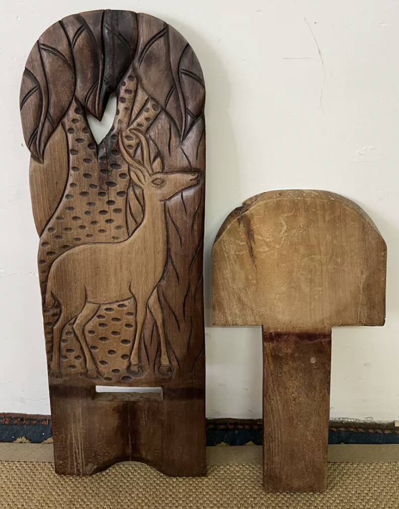 African carved wooden palaver chair