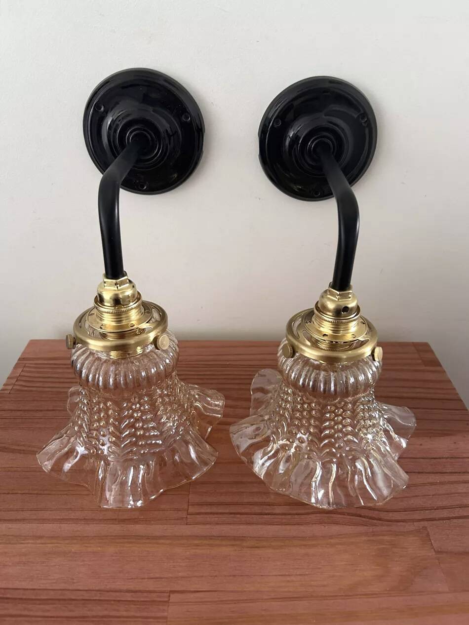 Vintage glass wall sconces