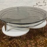 Table basse années 70 plateaux pivotants