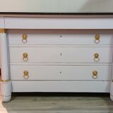 Empire Commode 19th Century - Couture Redesign "Marshmallow" & Gold Leaf