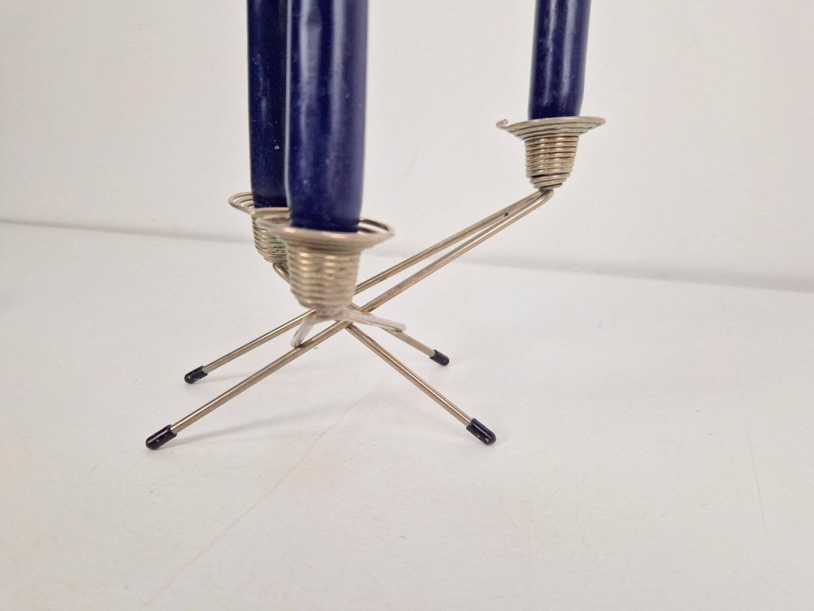 Postmodern Wire Spring Candleholder in Metal, 1980s