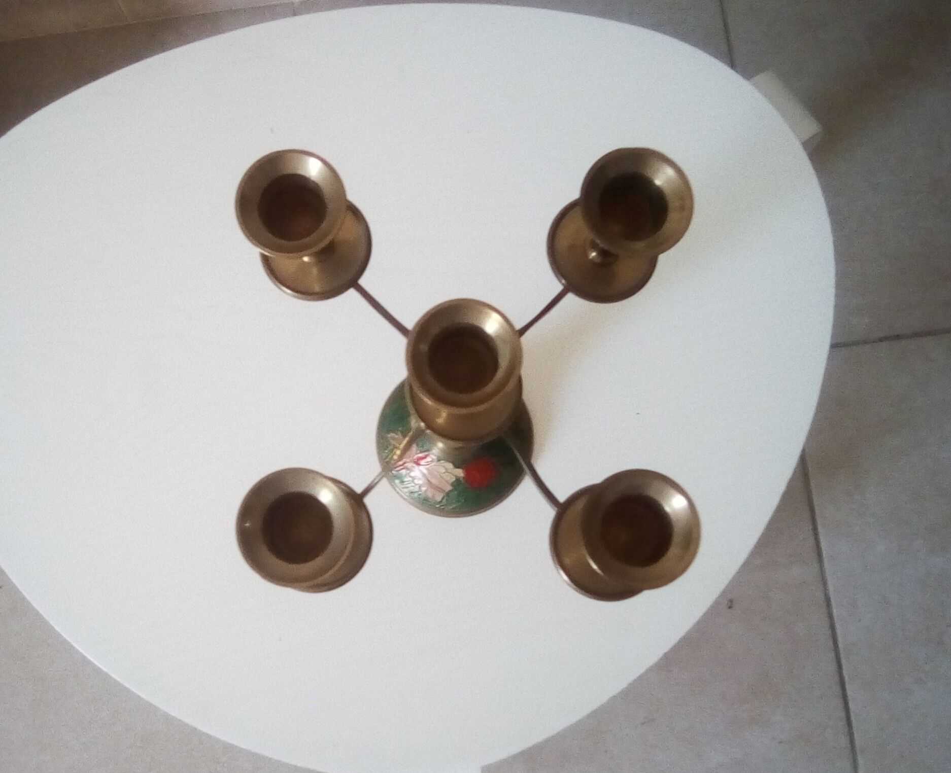 5-pointed candlestick in enamelled brass