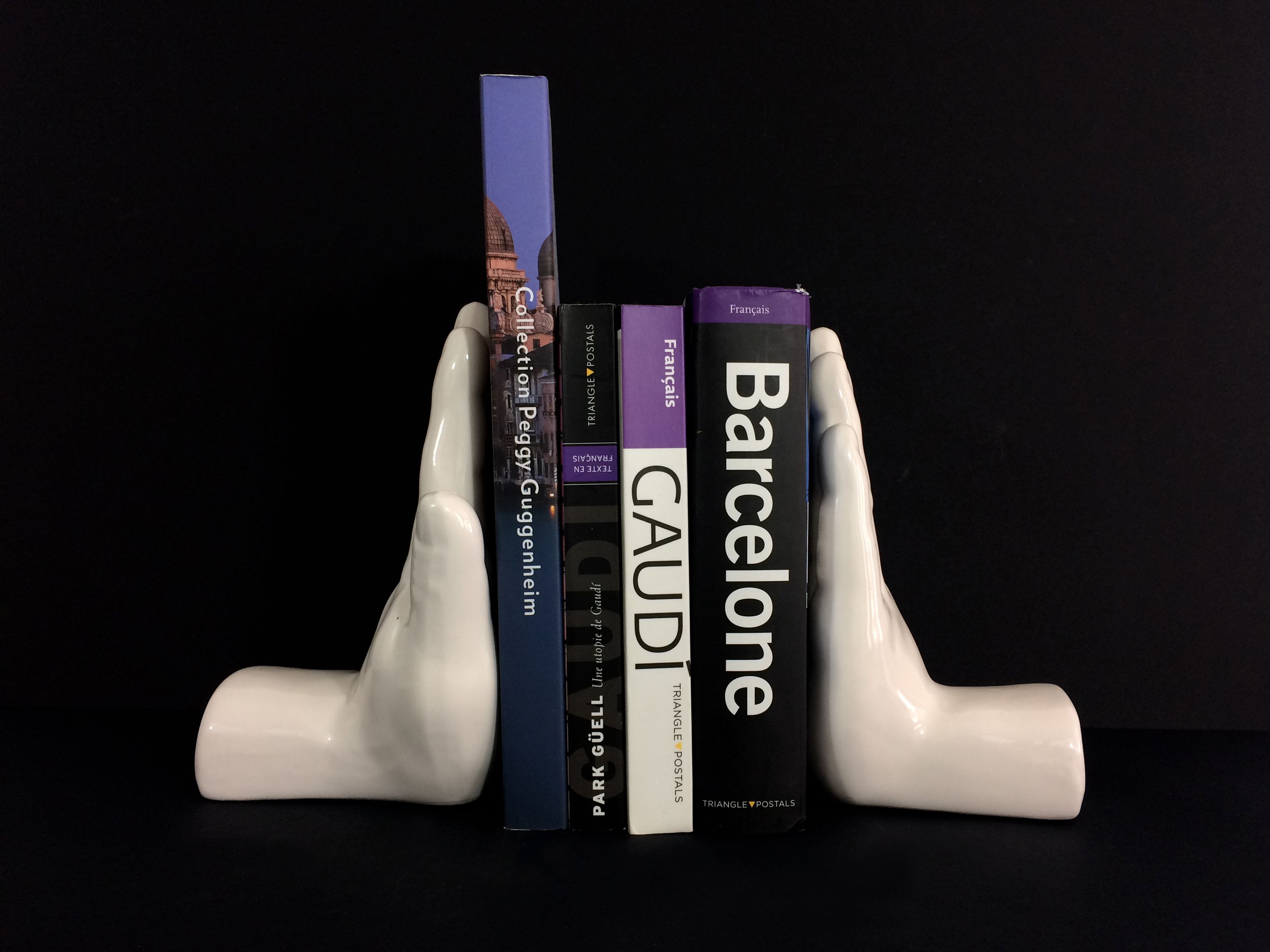 Pair of vintage bookends in white ceramic
