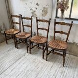 Set of rustic Provençal mulched chairs