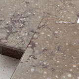 Set of 3 square, fossil marble coffee tables, 1970’s design