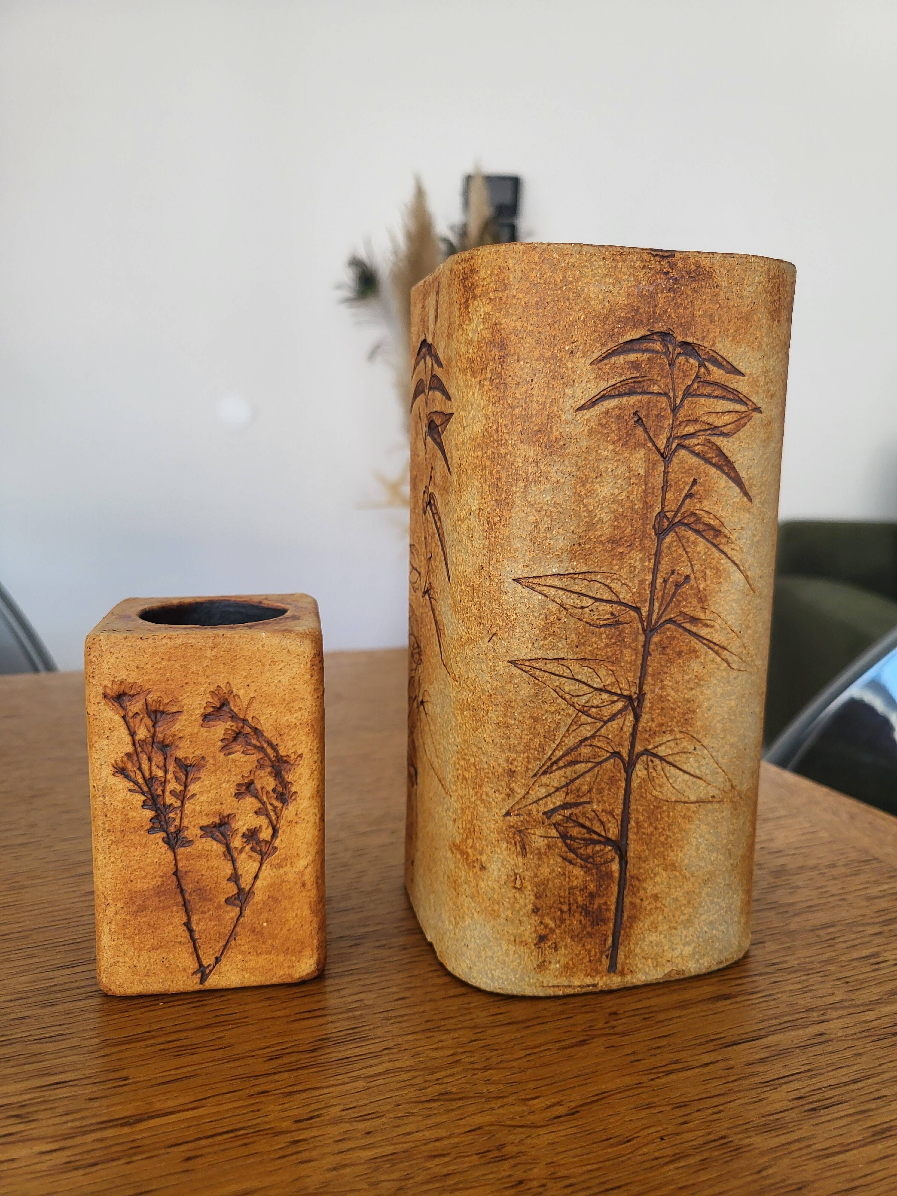 2 herbarium vases by Raymonde Leduc, Vallauris