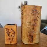 2 herbarium vases by Raymonde Leduc, Vallauris