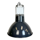 Industrial french dark blue enamel pendant lamp from mazda, 1960s