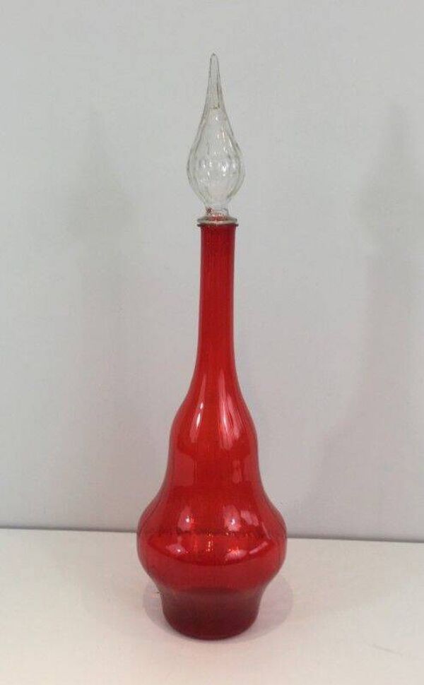 Grande bouteille design en verre rouge