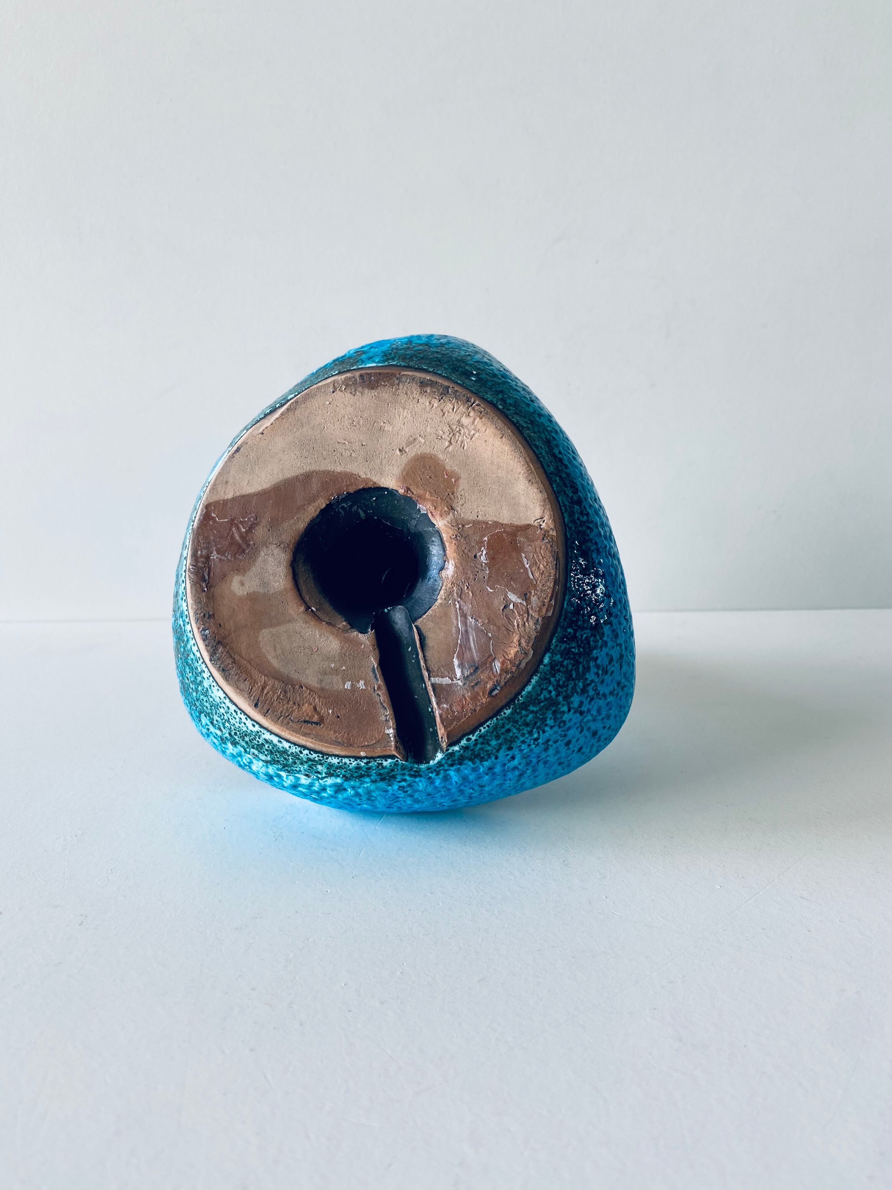 Candle holder fat lava blue