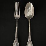 Paire de couverts en argent Gorini style Empire poinçon Minerve et monogramme riche décor