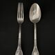 Pair of Gorini silver cutlery, Empire style, Minerva hallmark and richly decorated monogram