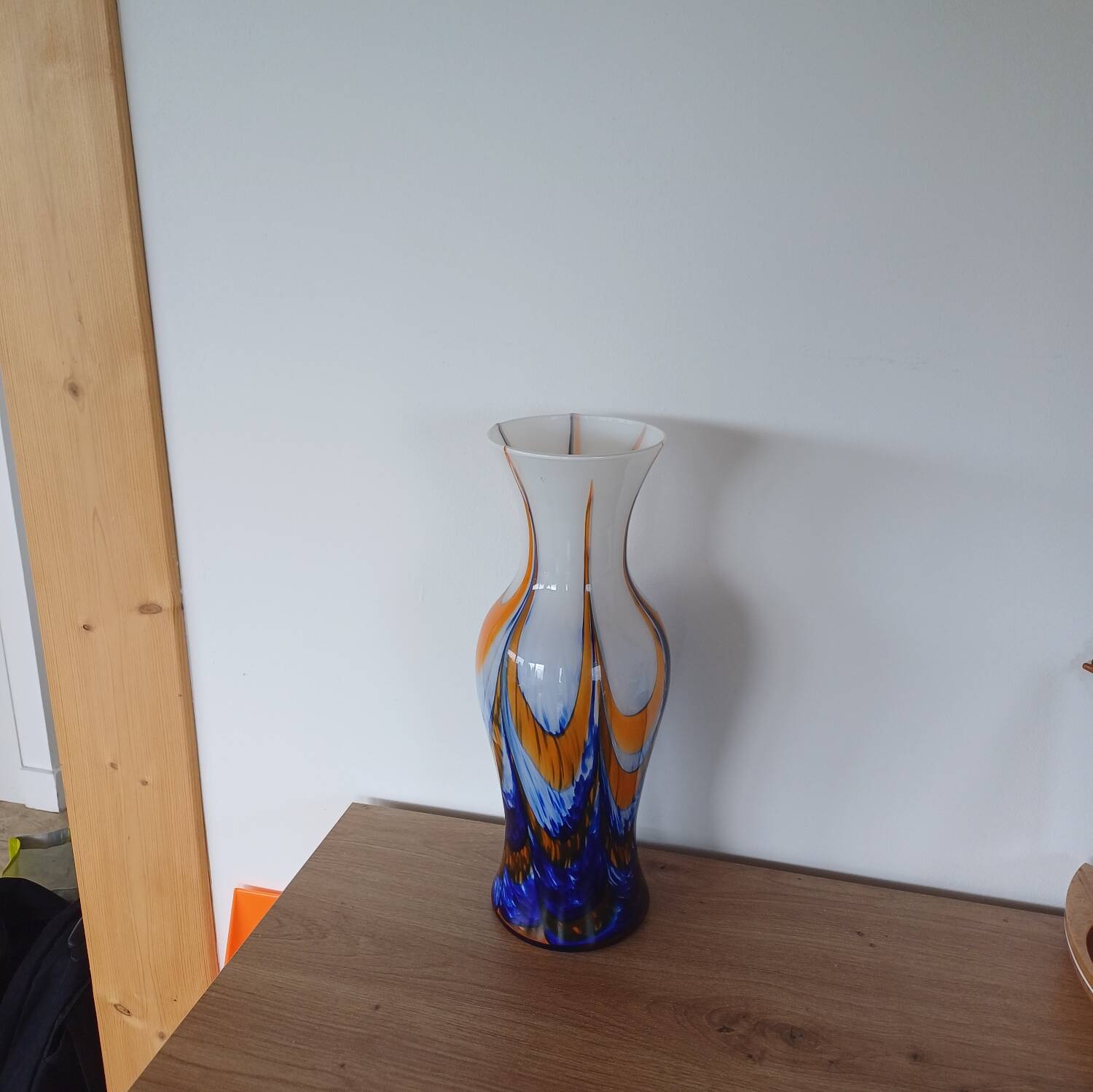 Vase Carlo Moretti en Verre de Murano Orange et Bleu