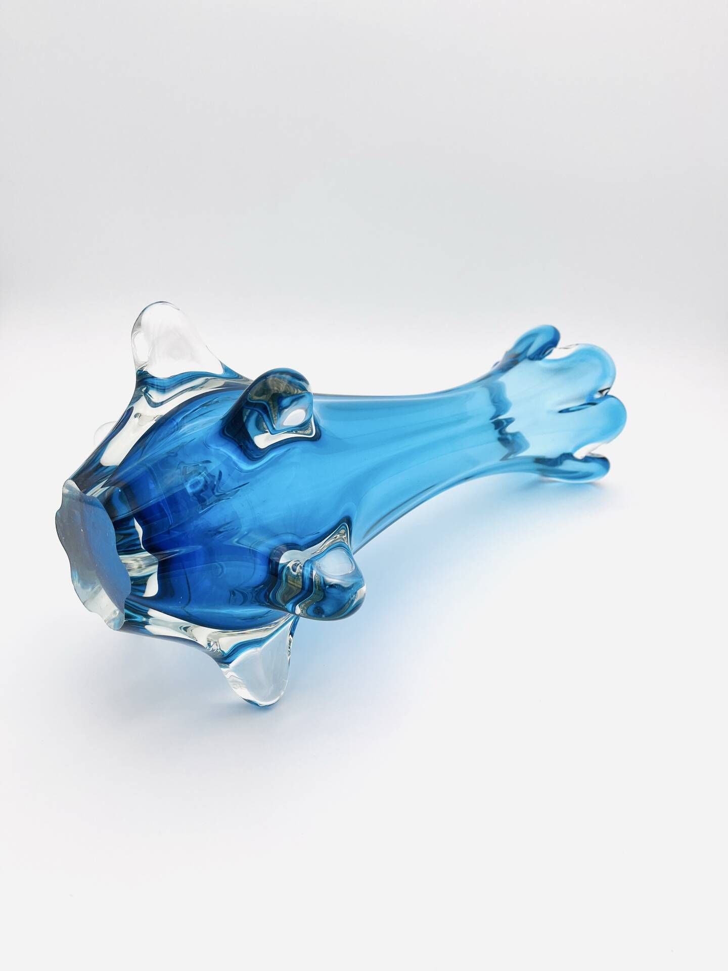 XXL Murano Vase Fratelli Toso Sommerso Blue 44cm 4.7kg Labelled 70s