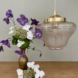 Vintage white and gold art deco globe pendant light