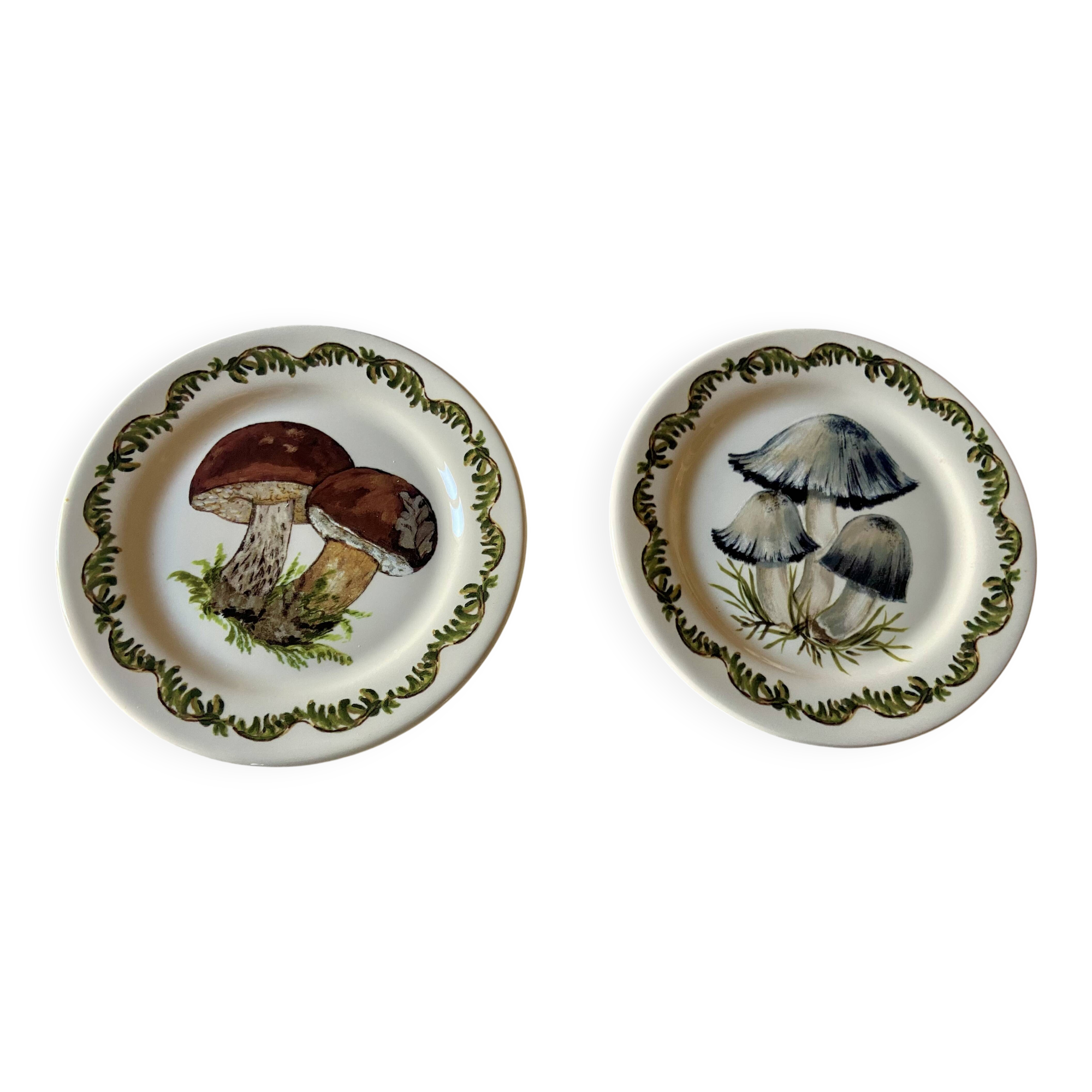 Paire d'assiettes à pain en faïence de Gien "Chanterelle"