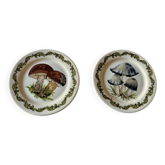 Paire d'assiettes à pain en faïence de Gien "Chanterelle"