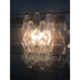 Transparent “poliedri” murano glass wall sconce